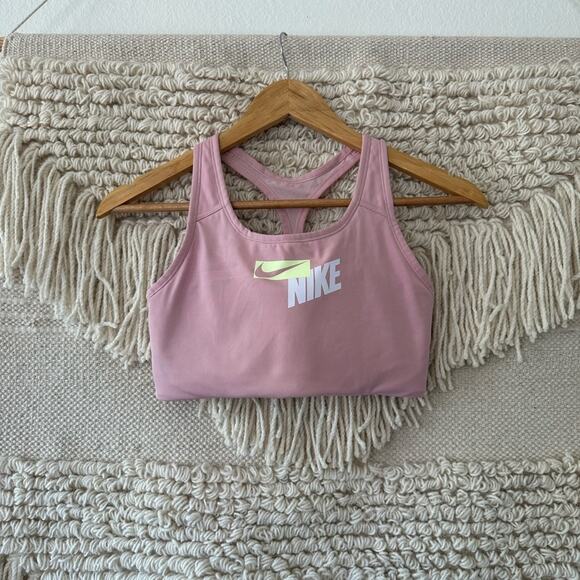 Nike Pink Swoosh Sports Bra - Picture 1 of 5